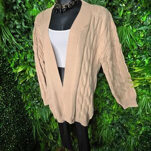Nasty‎ Gal Women Sweater Medium Beige Duster Cardigan Knit 1364